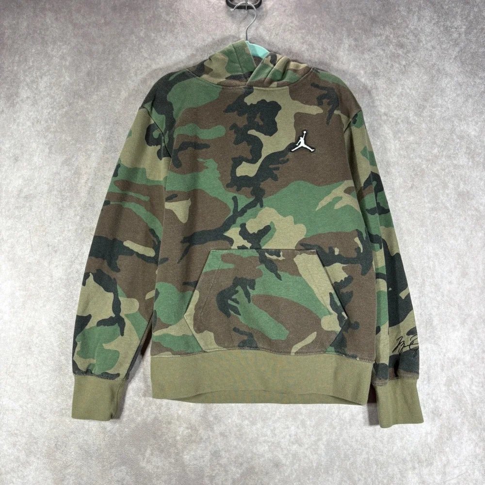Jordan Essentials Camo Fleece Hoodie Jogger Set Boys M Kids Green Brown Jumpman